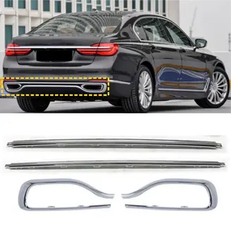 후면 범퍼 밝은 스트립 배기 포트 트림 스트립, BMW 7 시리즈 730Li 740 750 2016 2017 2018 2019