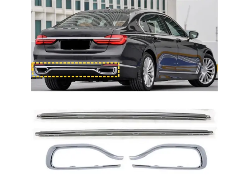 후면 범퍼 밝은 스트립 배기 포트 트림 스트립, BMW 7 시리즈 730Li 740 750 2016 2017 2018 2019