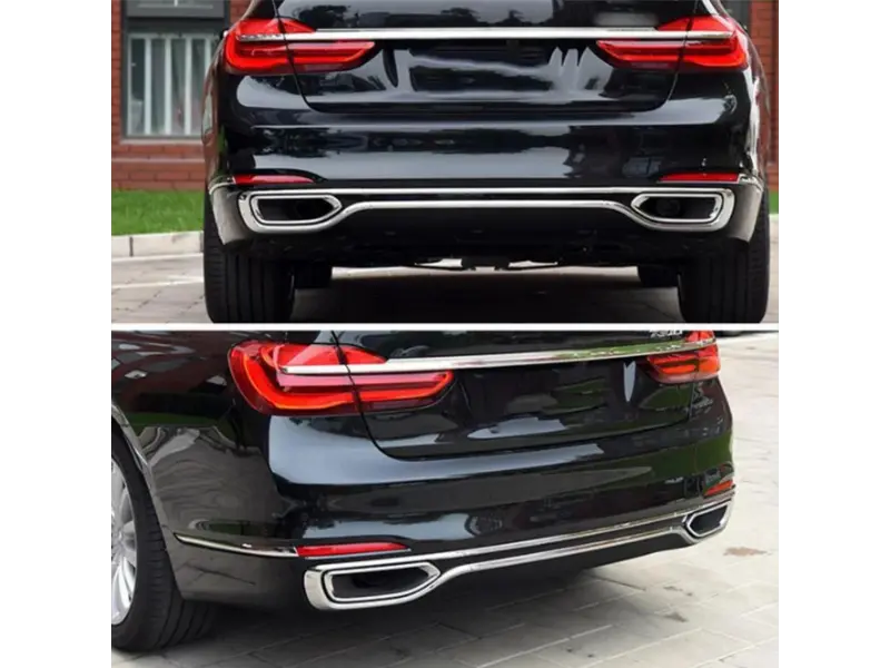 후면 범퍼 밝은 스트립 배기 포트 트림 스트립, BMW 7 시리즈 730Li 740 750 2016 2017 2018 2019