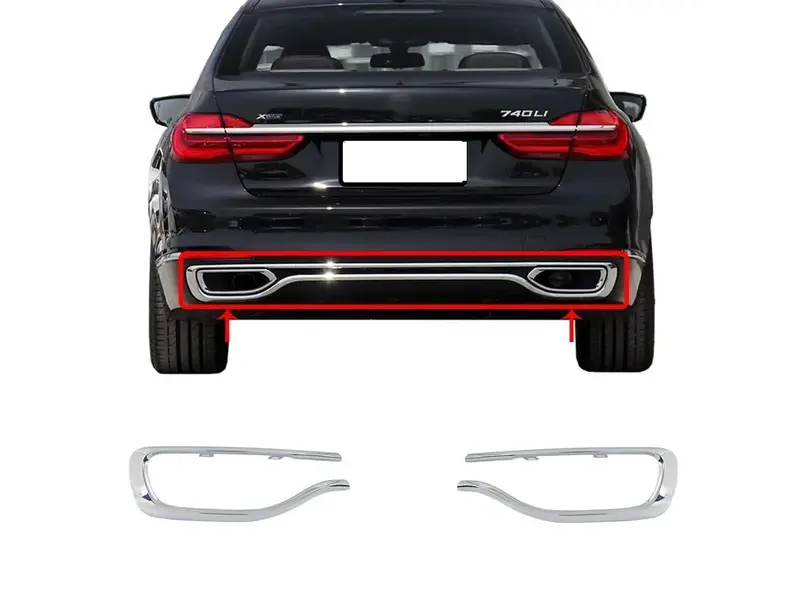 후면 범퍼 밝은 스트립 배기 포트 트림 스트립, BMW 7 시리즈 730Li 740 750 2016 2017 2018 2019