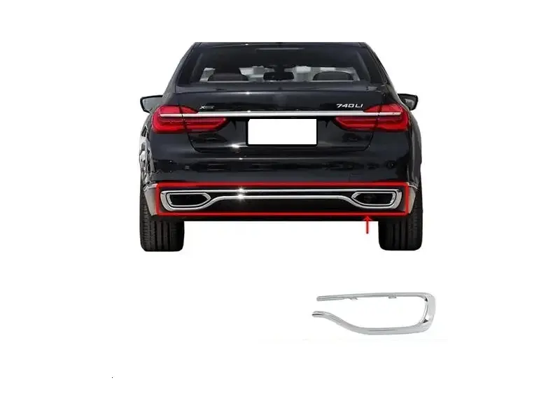 후면 범퍼 밝은 스트립 배기 포트 트림 스트립, BMW 7 시리즈 730Li 740 750 2016 2017 2018 2019